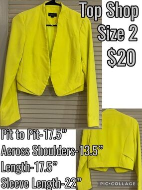 Topshop Neon Yellow Cropped Open-Front Blazer